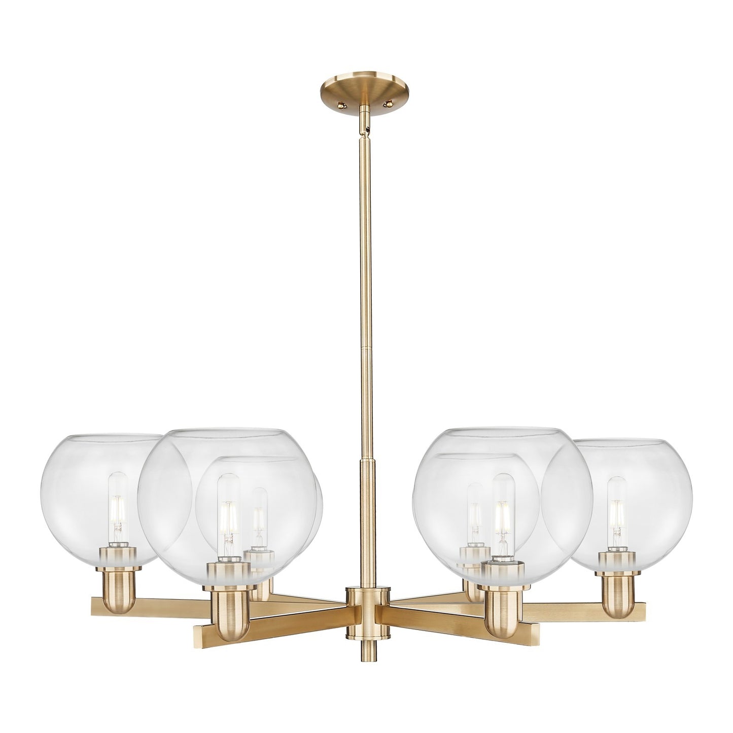 Innovations Athens 38in 6-Light Chandelier | Industrial Champagne Bronze Steel and Clear Glass | Dining Room & Living Room | Model 716-6CR-CB-G122-8