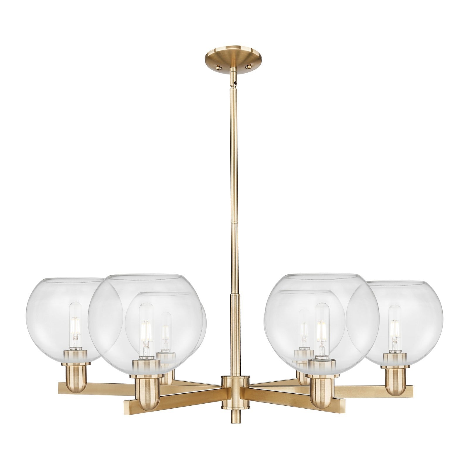 Innovations Athens 38in 6-Light Chandelier | Industrial Champagne Bronze Steel and Clear Glass | Dining Room & Living Room | Model 716-6CR-CB-G122-8