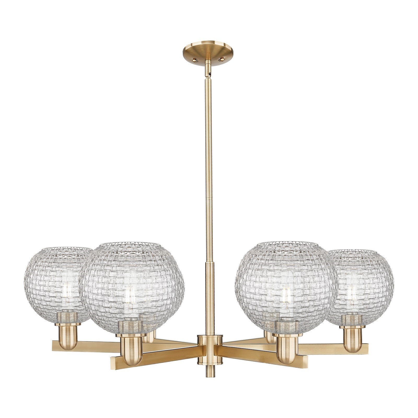 Innovations Athens 38in 6-Light Chandelier | Industrial Champagne Bronze Steel and Clear Basket Weave Glass | Dining Room & | Model 716-6CR-CB-G122C-8CL