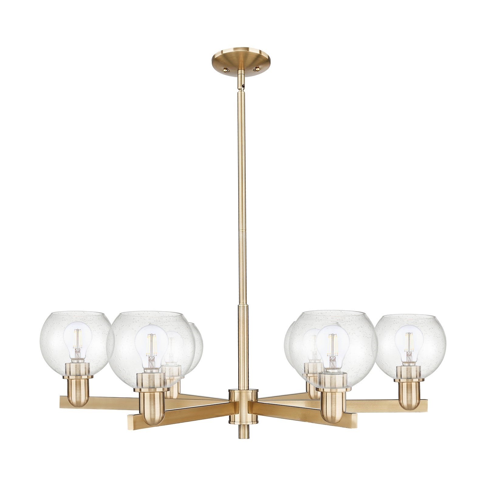 Innovations Athens 36in 6-Light Chandelier | Industrial Champagne Bronze Steel and Seedy Glass | Dining Room & Living Room | Model 716-6CR-CB-G124-6