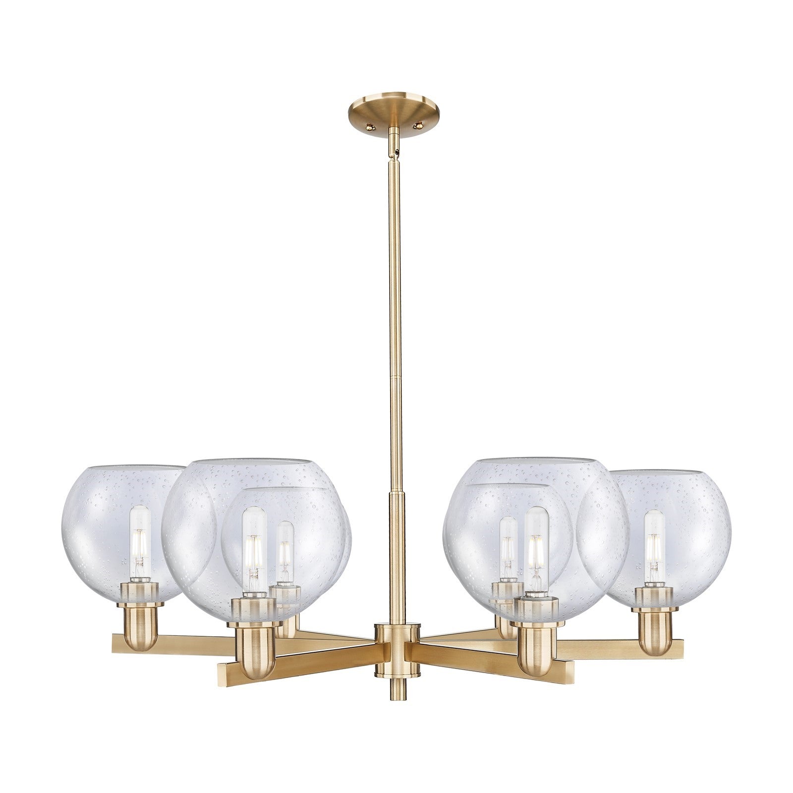 Innovations Lighting Athens 38in 6-Light Chandelier | Industrial Champagne Bronze Steel and Seedy Glass | Dining Room & Living | Model 716-6CR-CB-G124-8