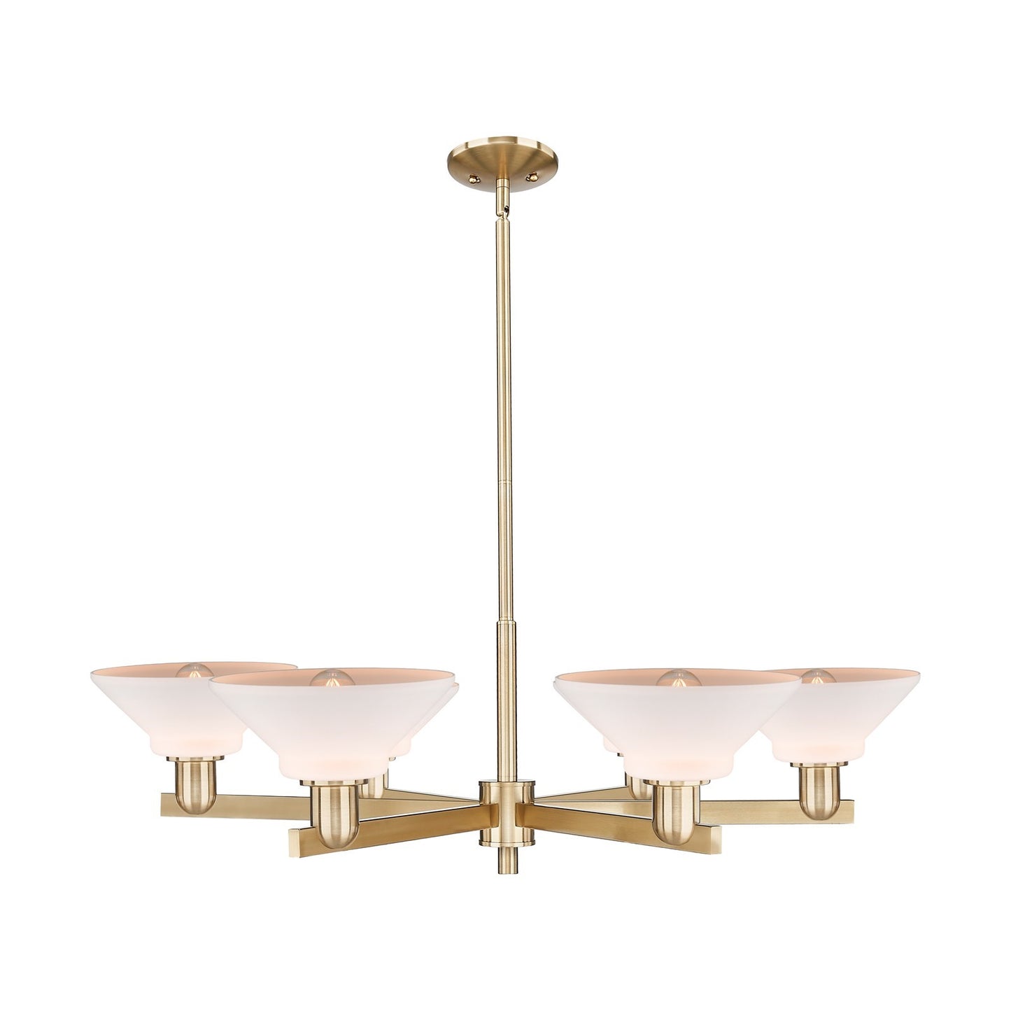 Innovations Orwell 38in 6-Light Chandelier | Industrial Champagne Bronze Steel and Matte White Glass | Dining Room & Living Room | Model 716-6CR-CB-G131