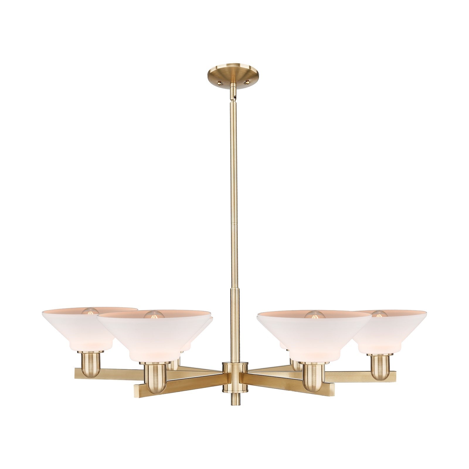 Innovations Orwell 38in 6-Light Chandelier | Industrial Champagne Bronze Steel and Matte White Glass | Dining Room & Living Room | Model 716-6CR-CB-G131