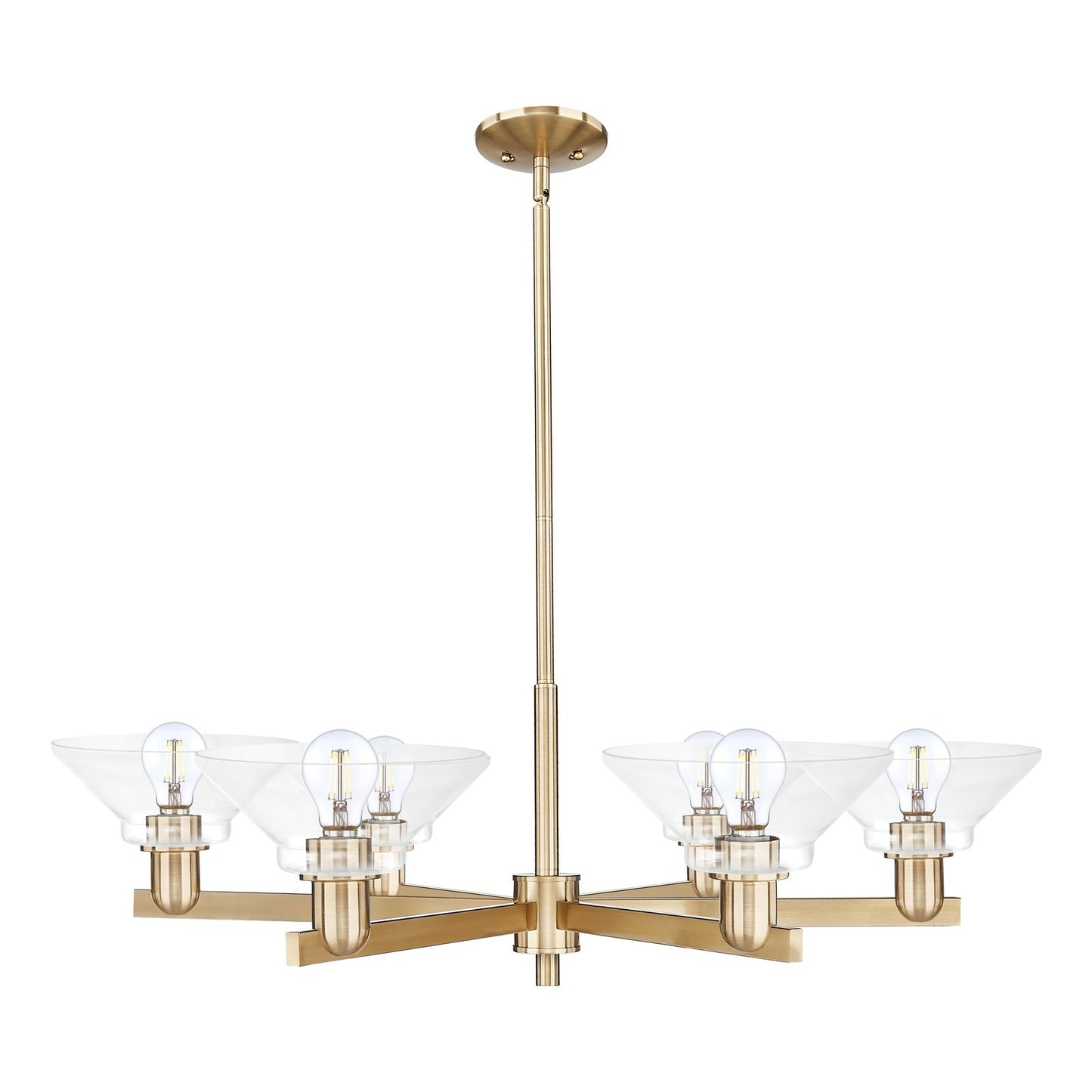 Innovations Orwell 38in 6-Light Chandelier | Industrial Champagne Bronze Steel and Clear Glass | Dining Room & Living Room | Model 716-6CR-CB-G132