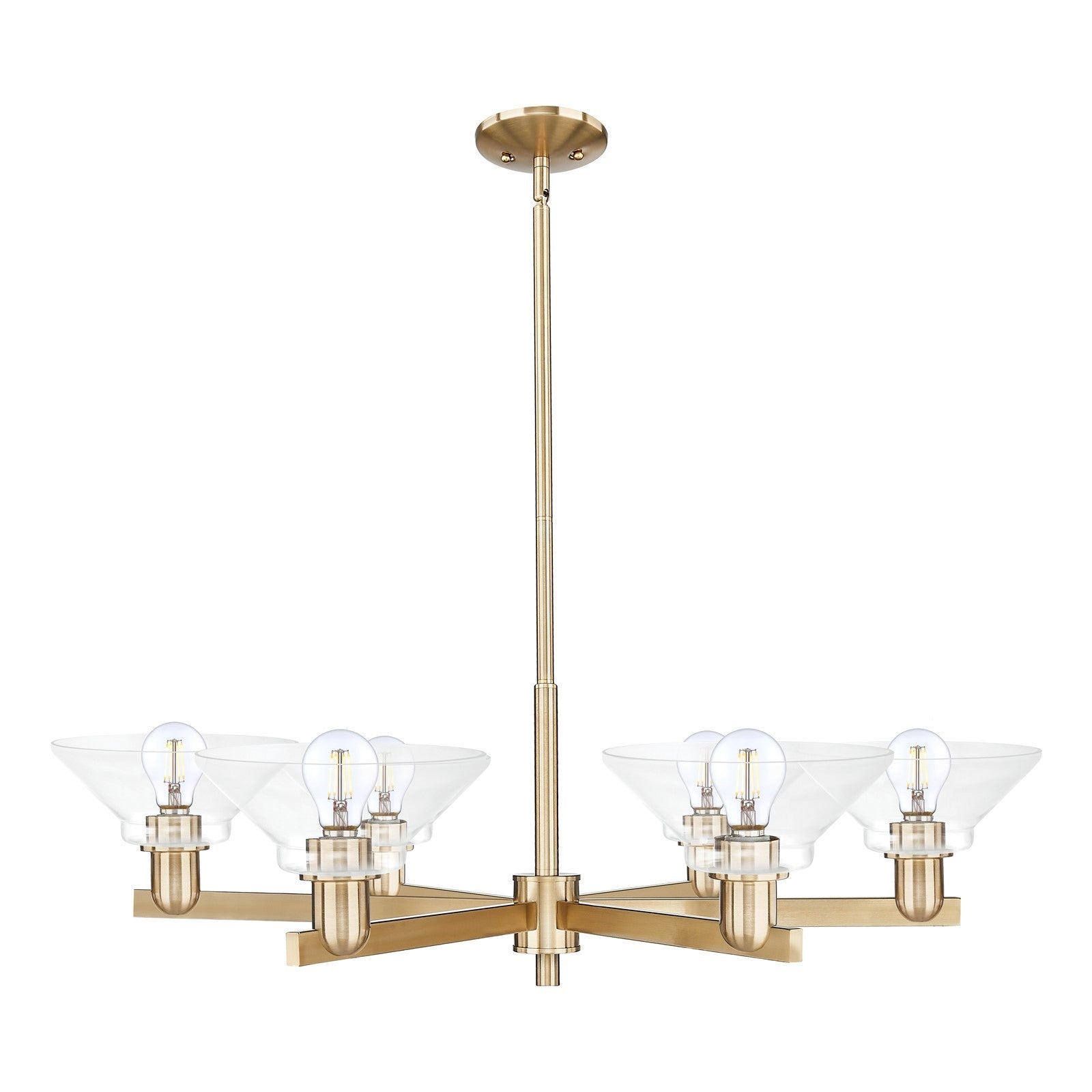 Innovations Orwell 38in 6-Light Chandelier | Industrial Champagne Bronze Steel and Clear Glass | Dining Room & Living Room | Model 716-6CR-CB-G132