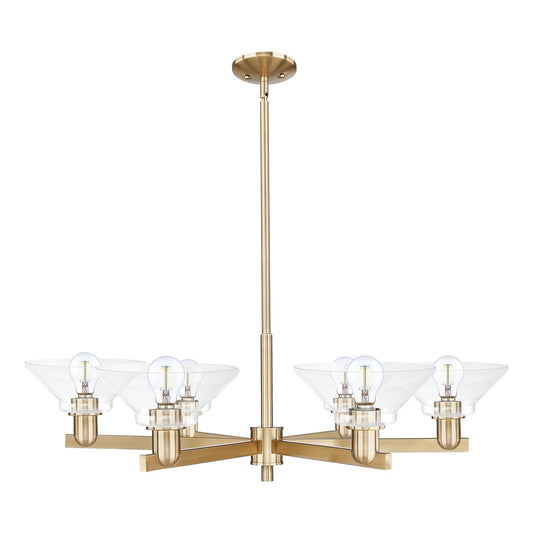 Innovations Orwell 38in 6-Light Chandelier | Industrial Champagne Bronze Steel and Clear Glass | Dining Room & Living Room | Model 716-6CR-CB-G132