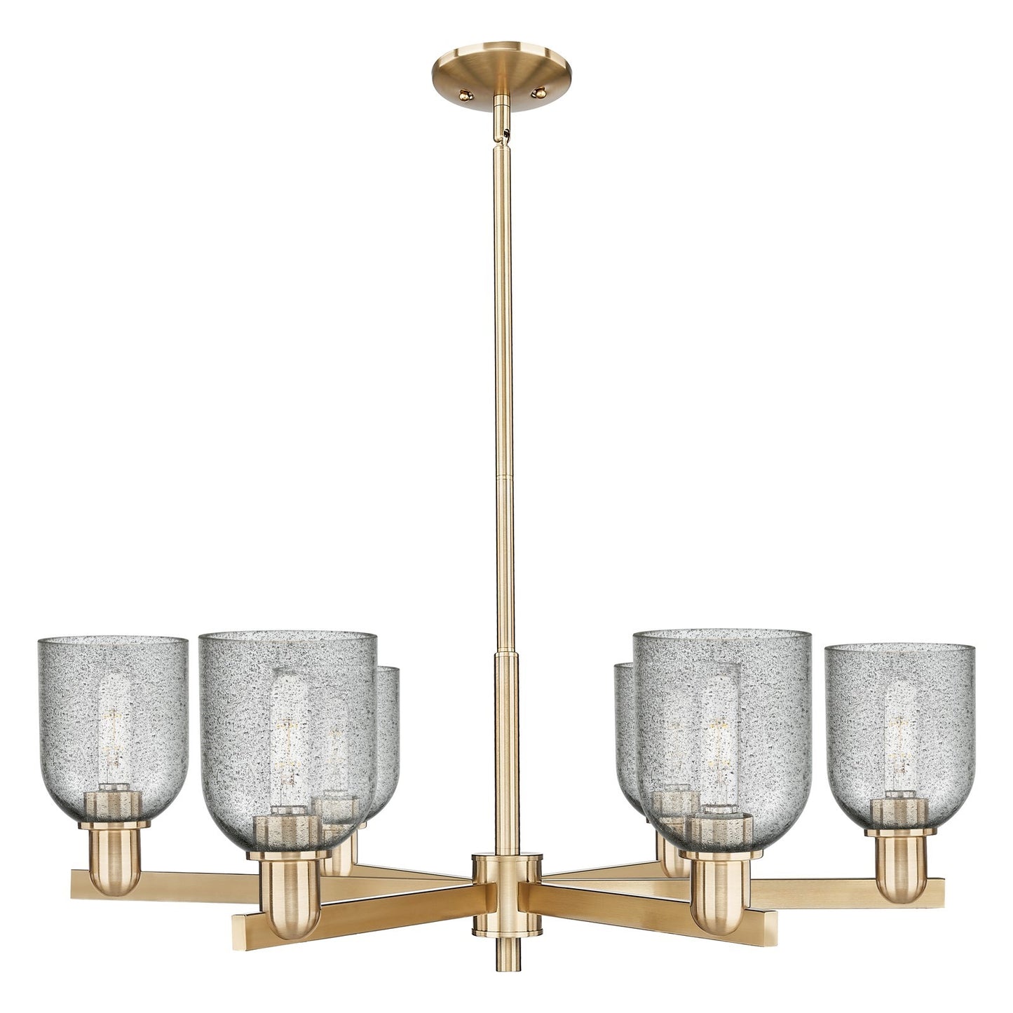 Innovations Caledonia 35in 6-Light Chandelier | Industrial Champagne Bronze and Charcoal Glass | Kitchen Island & Dining Room | Model 716-6CR-CB-G257