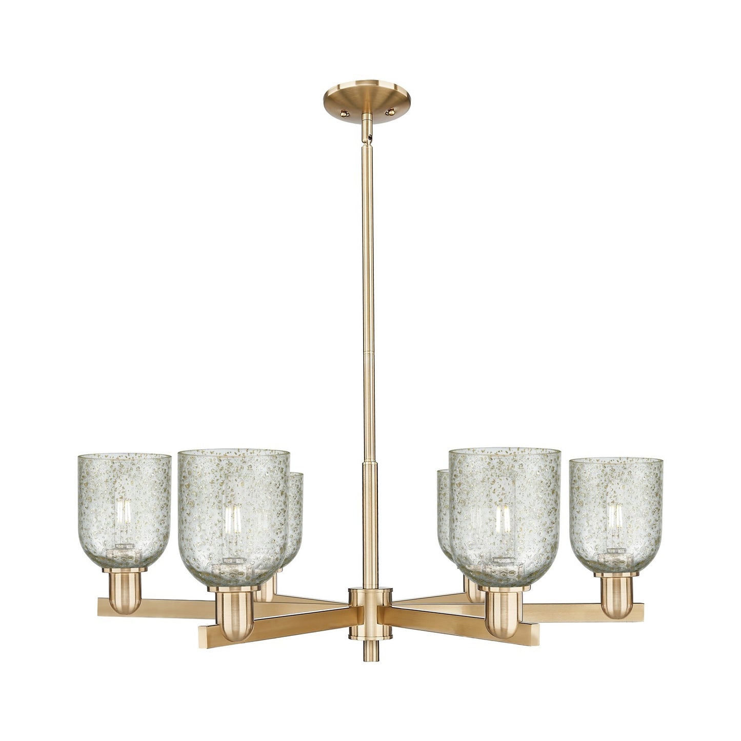 Innovations Caledonia 35in 6-Light Chandelier | Industrial Champagne Bronze Steel and Mica Glass | Kitchen Island & Dining Room | Model 716-6CR-CB-G259