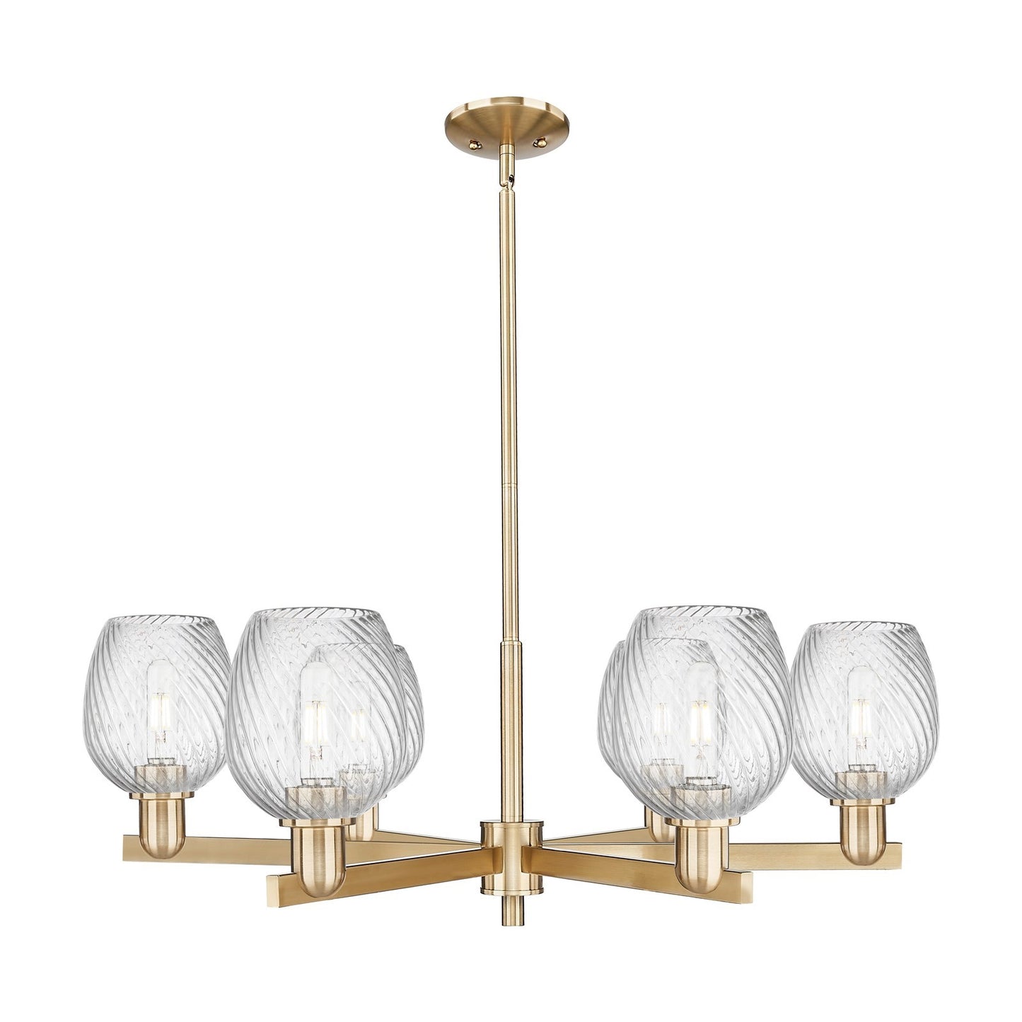 Innovations Salina 36in 6-Light Chandelier | Industrial Champagne Bronze Steel and Clear Spiral Fluted Glass | Dining Room & | Model 716-6CR-CB-G292
