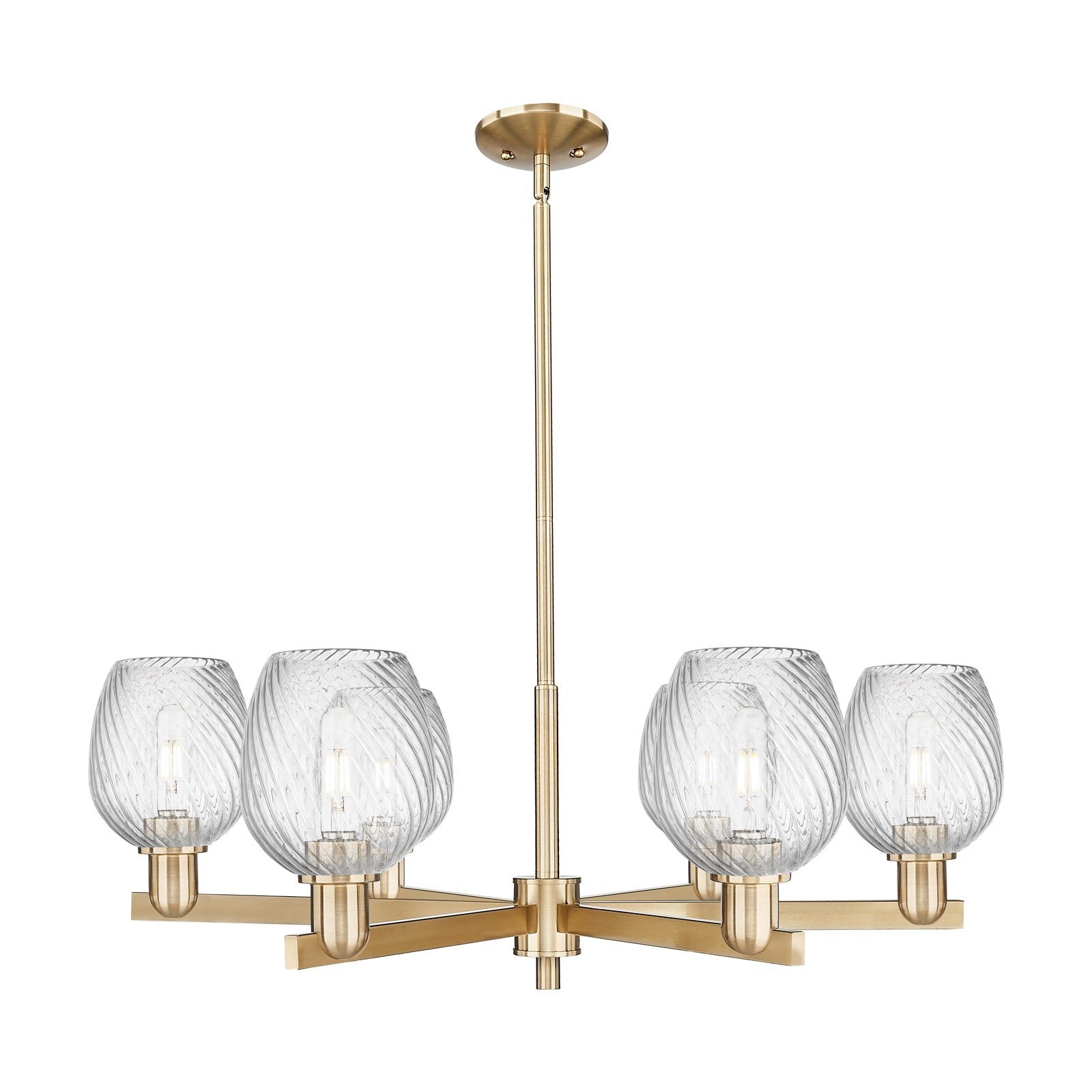Innovations Salina 36in 6-Light Chandelier | Industrial Champagne Bronze Steel and Clear Spiral Fluted Glass | Dining Room & | Model 716-6CR-CB-G292