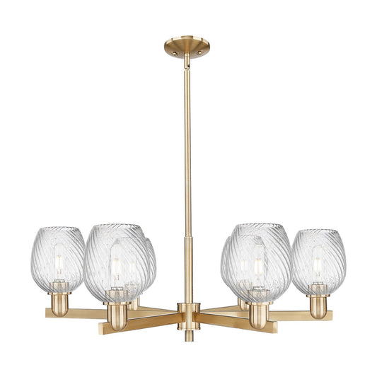 Innovations Salina 36in 6-Light Chandelier | Industrial Champagne Bronze Steel and Clear Spiral Fluted Glass | Dining Room & | Model 716-6CR-CB-G292