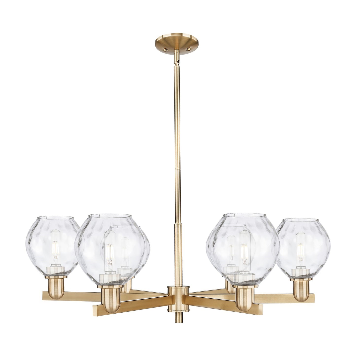 Innovations Waverly 36in 6-Light Chandelier | Industrial Champagne Bronze Steel and Clear Glass | Dining Room & Living Room | Model 716-6CR-CB-G362