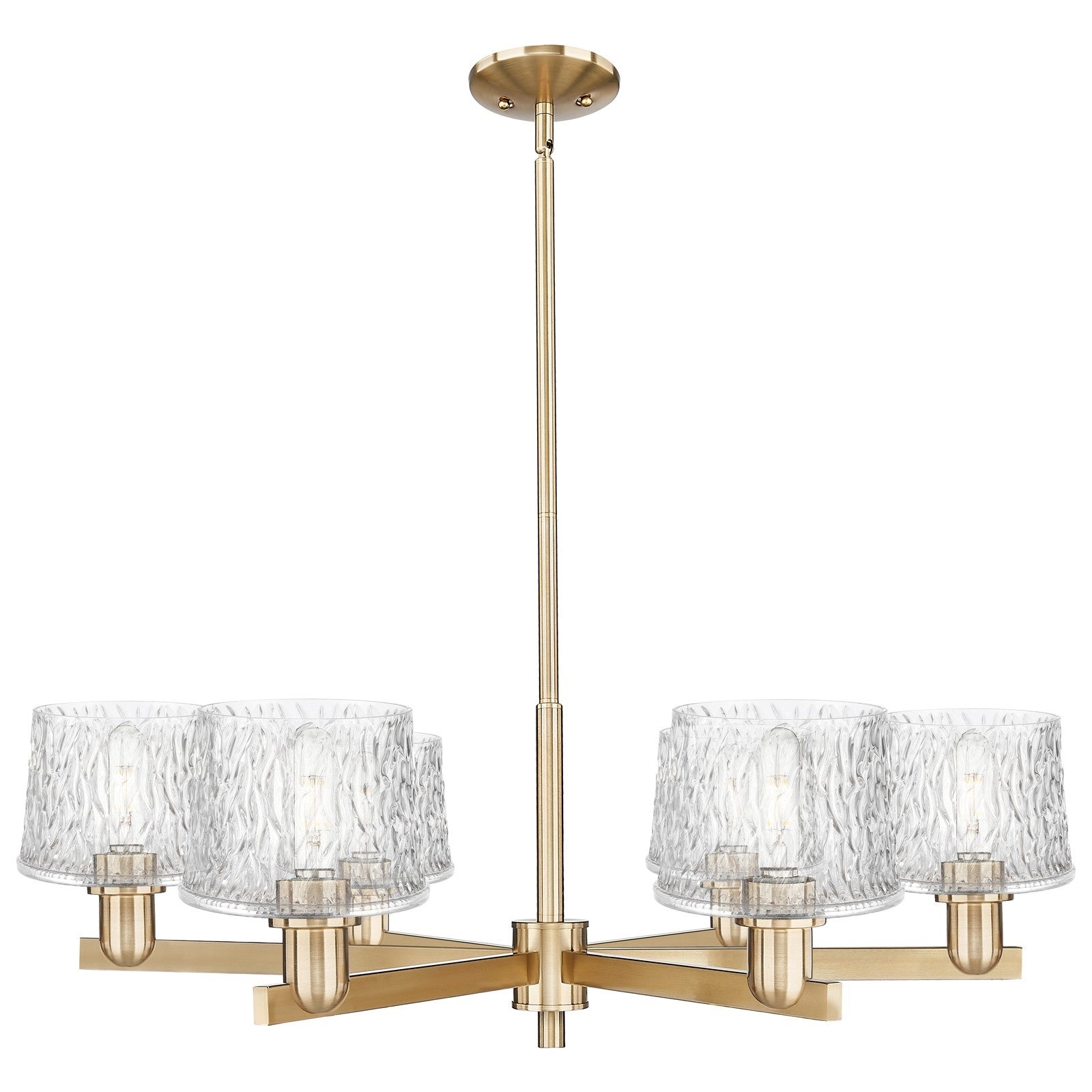 Innovations Niagara 36in 6-Light Chandelier | Industrial Champagne Bronze Steel and Clear Textured Glass | Dining Room & Living | Model 716-6CR-CB-G402