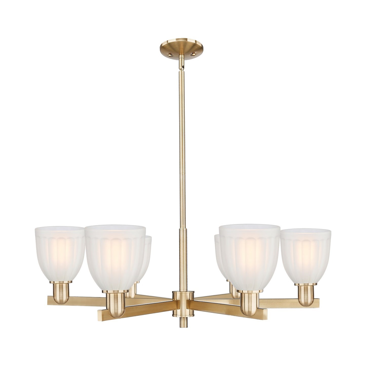 Innovations Brookfield 36in 6-Light Chandelier | Industrial Champagne Bronze Steel and White Frosted Ribbed Glass | Dining Room & | Model 716-6CR-CB-G441