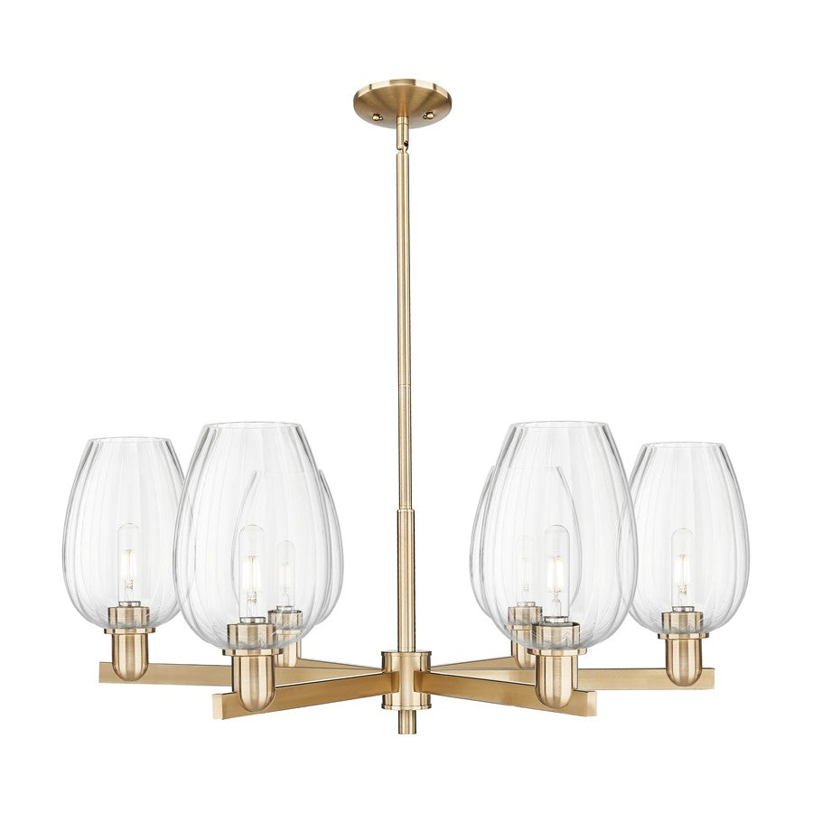 Innovations Preston 6Lt 24" Flute Stem Chandelier, CBZ/CL - 716-6CR-CB-G457-6CL