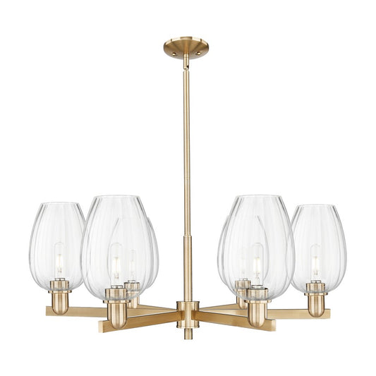 Innovations Preston 6Lt 24" Flute Stem Chandelier, CBZ/CL - 716-6CR-CB-G457-6CL