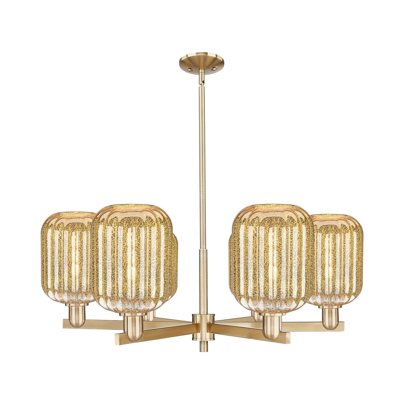 Innovations Preston Cylinder 36.5in 6-Light Chandelier | Industrial Champagne Bronze Steel and Mercury Glass | Dining Room & | Model 716-6CR-CB-G460-7ME