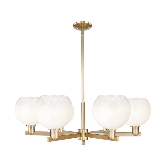 Innovations Brookhaven Globe 37.75in 6-Light Chandelier | Industrial Champagne Bronze Steel and Opal Glass | Dining Room & | Model 716-6CR-CB-G483-8OP