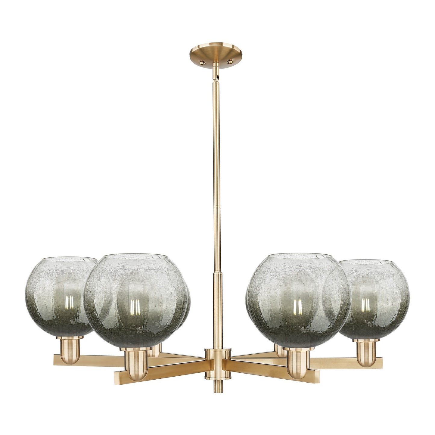 Innovations Brookhaven Globe 38in 6-Light Chandelier | Industrial Champagne Bronze Steel and Slate Glass | Dining Room & | Model 716-6CR-CB-G483-8SL