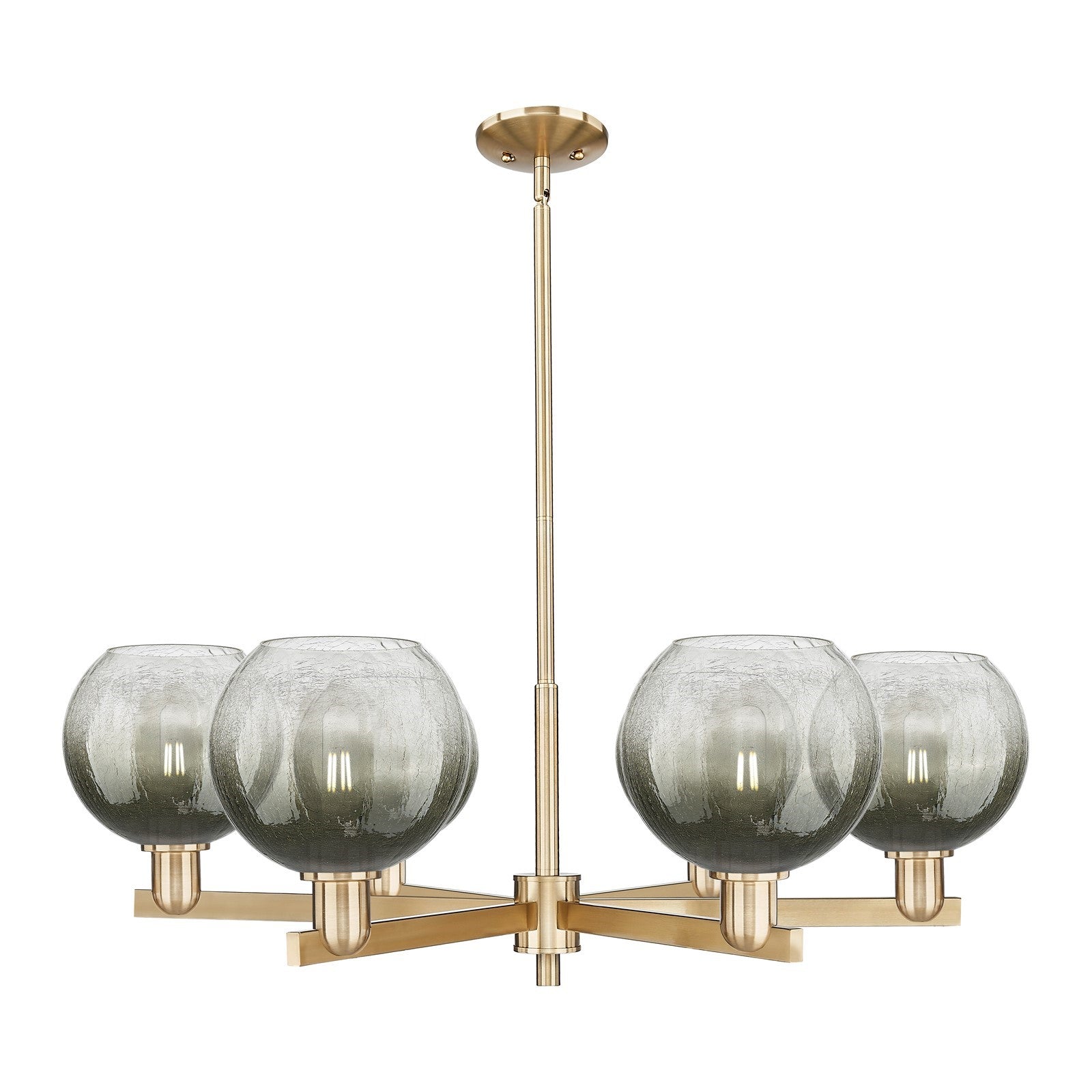 Innovations Brookhaven Globe 38in 6-Light Chandelier | Industrial Champagne Bronze Steel and Slate Glass | Dining Room & | Model 716-6CR-CB-G483-8SL