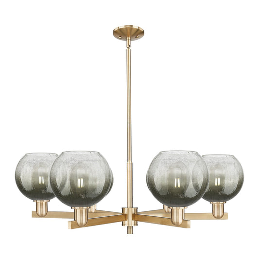 Innovations Brookhaven Globe 38in 6-Light Chandelier | Industrial Champagne Bronze Steel and Slate Glass | Dining Room & | Model 716-6CR-CB-G483-8SL