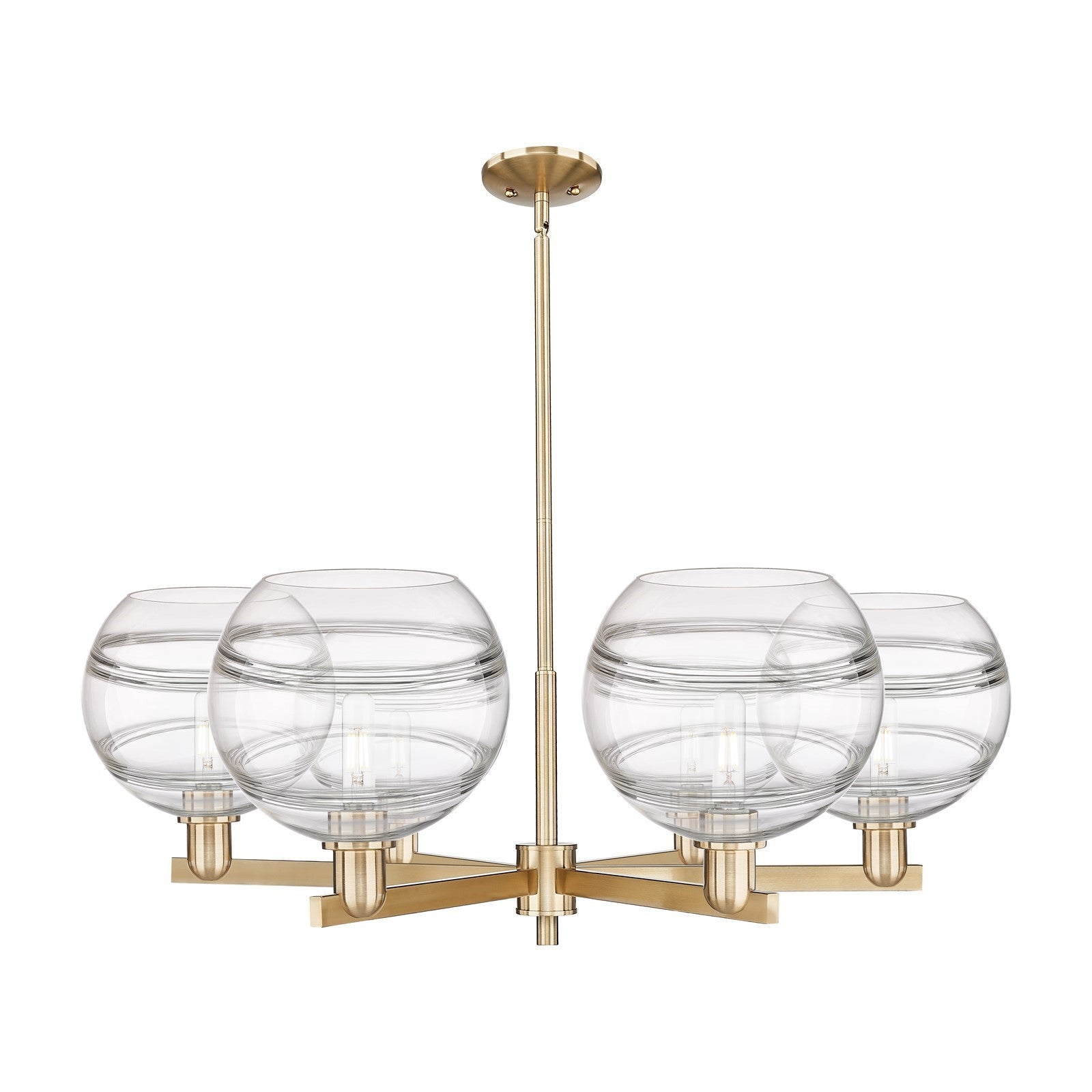 Innovations Rochester 40in 6-Light Chandelier | Industrial Champagne Bronze Steel and Clear Glass | Dining Room & Living Room | Model 716-6CR-CB-G556-10CL