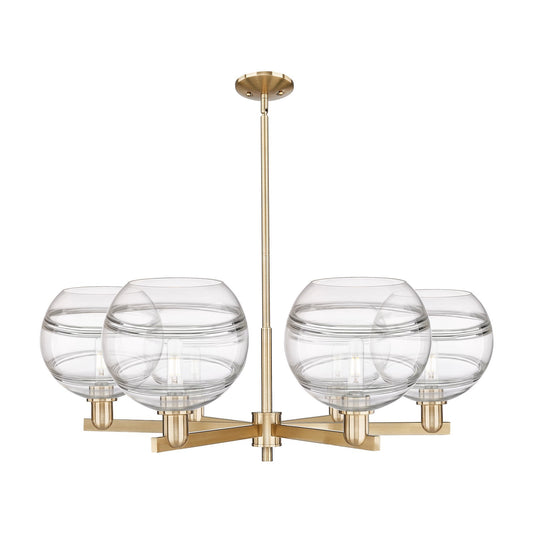 Innovations Rochester 40in 6-Light Chandelier | Industrial Champagne Bronze Steel and Clear Glass | Dining Room & Living Room | Model 716-6CR-CB-G556-10CL