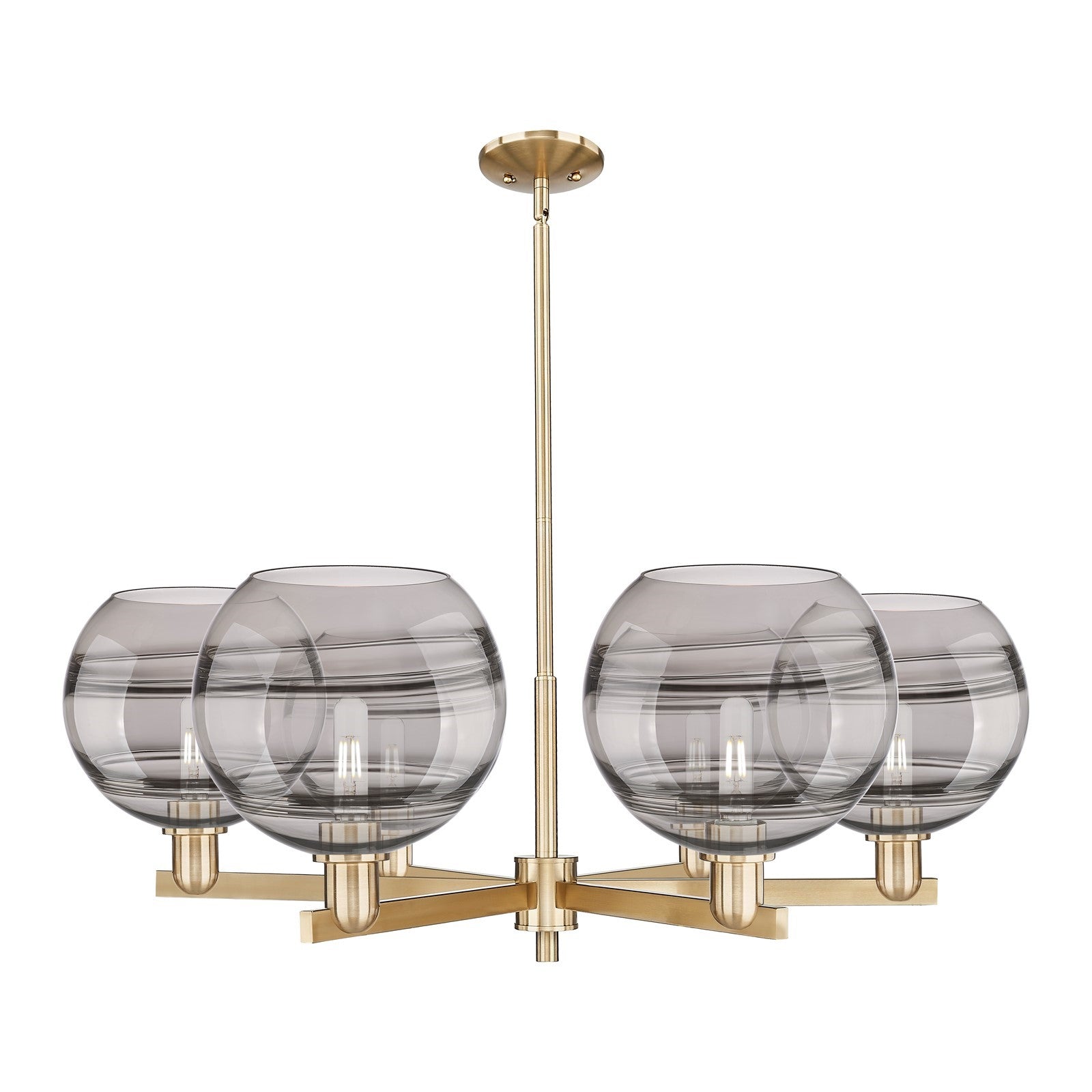 Innovations Rochester 40in 6-Light Chandelier | Industrial Champagne Bronze Steel and Light Smoke Glass | Dining Room & | Model 716-6CR-CB-G556-10SM