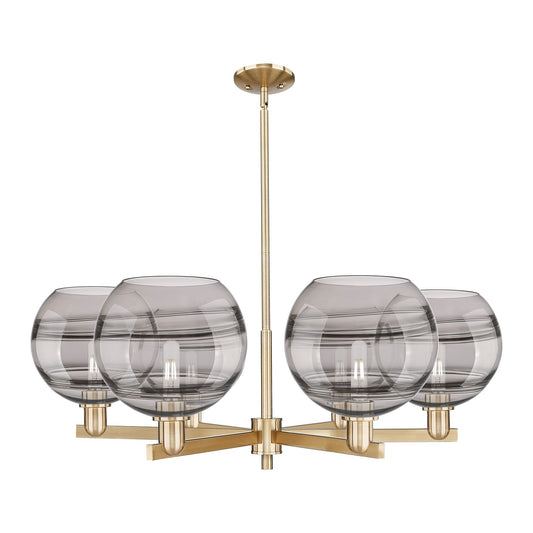 Innovations Rochester 40in 6-Light Chandelier | Industrial Champagne Bronze Steel and Light Smoke Glass | Dining Room & | Model 716-6CR-CB-G556-10SM