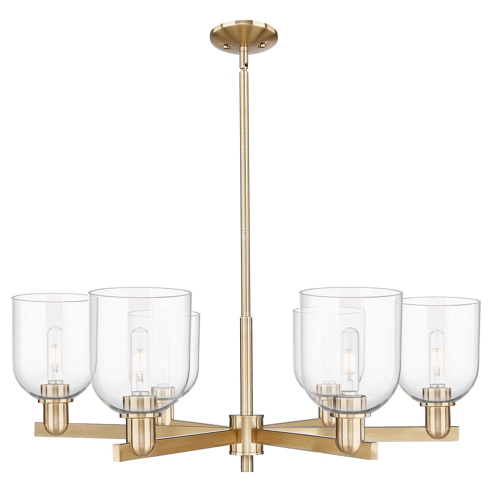 Innovations Bella 35in 6-Light Chandelier | Industrial Champagne Bronze Steel and Clear Glass | Dining Room & Living Room | Model 716-6CR-CB-G558-6CL