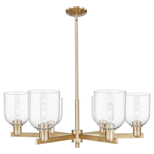Innovations Bella 35in 6-Light Chandelier | Industrial Champagne Bronze Steel and Clear Glass | Dining Room & Living Room | Model 716-6CR-CB-G558-6CL