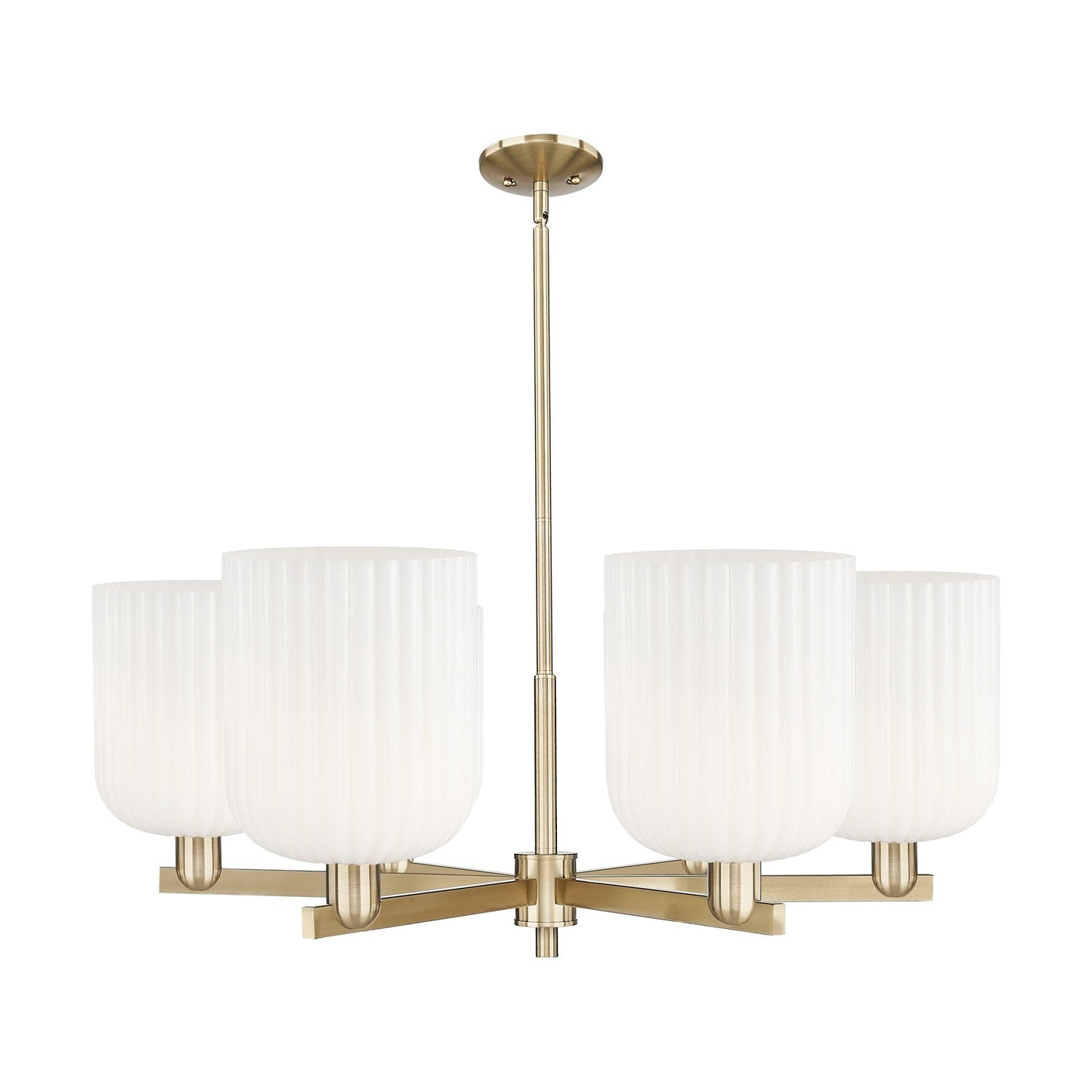 Innovations Bridal Veil 38in 6-Light Chandelier | Industrial Champagne Bronze Steel and Gloss White Ribbed Glass | Dining | Model 716-6CR-CB-G559-8GWH
