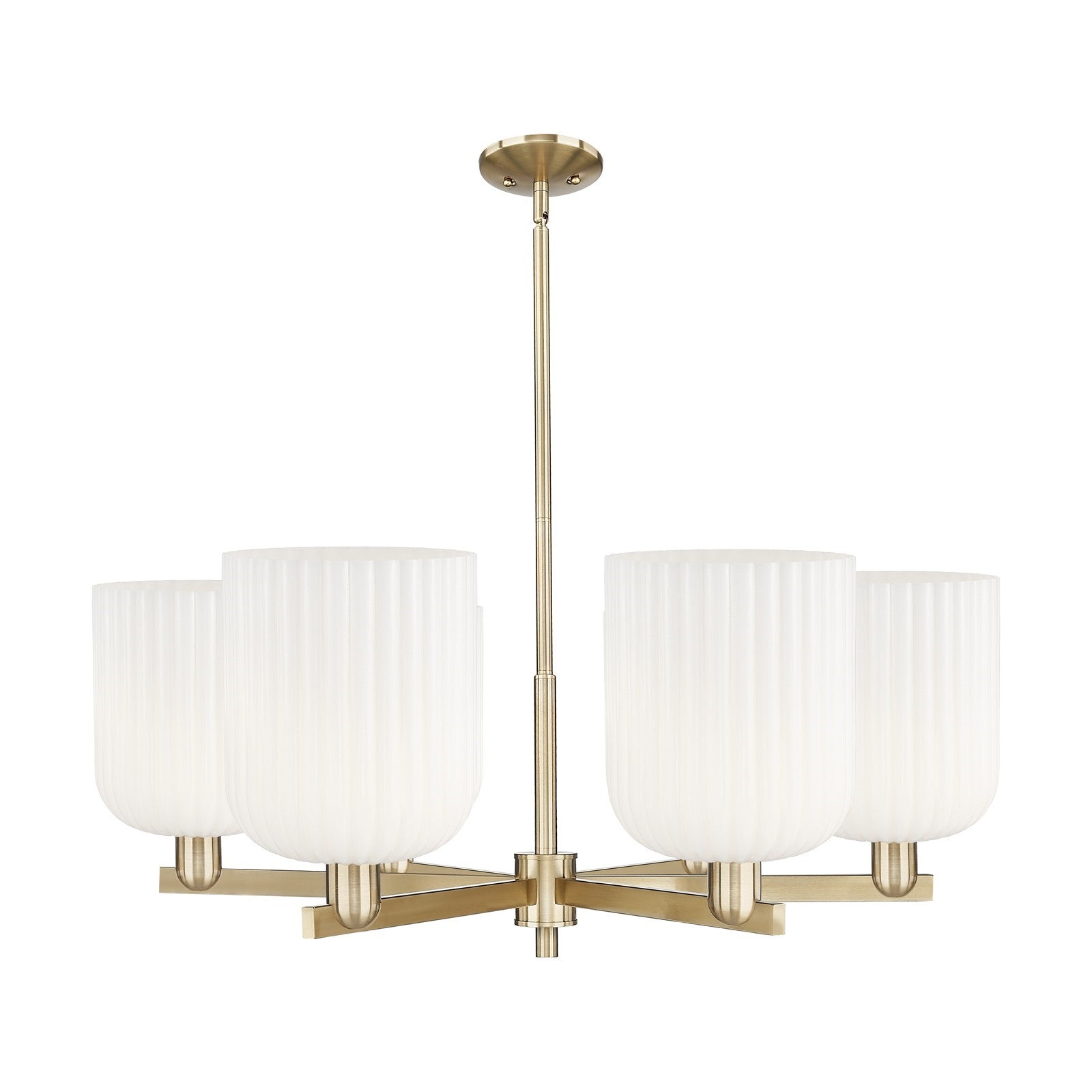 Innovations Bridal Veil 38in 6-Light Chandelier | Industrial Champagne Bronze Steel and Gloss White Ribbed Glass | Dining | Model 716-6CR-CB-G559-8GWH