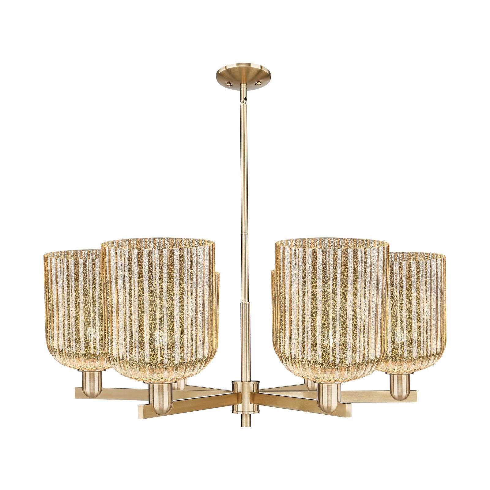 Innovations Bridal Veil 38in 6-Light Chandelier | Industrial Champagne Bronze Steel and Mercury Ribbed Glass | Dining Room & | Model 716-6CR-CB-G559-8ME