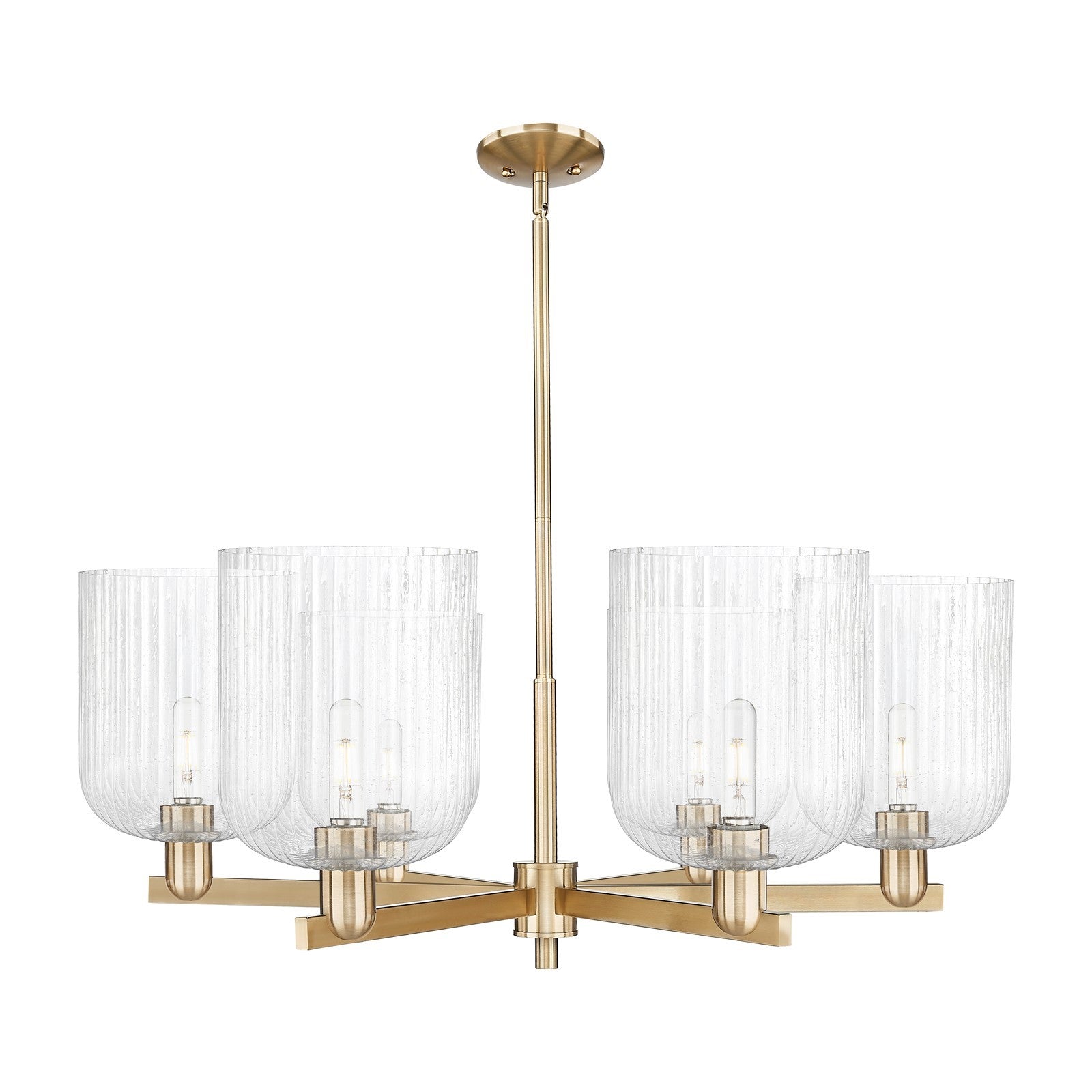 Innovations Bridal Veil 38in 6-Light Chandelier | Industrial Champagne Bronze Steel and Seedy Glass | Dining Room & Living | Model 716-6CR-CB-G559-8SDY