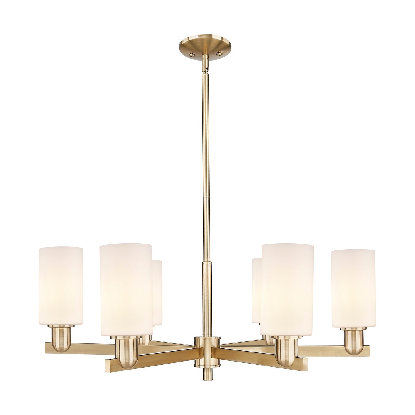 Innovations Clymer 34in 6-Light Chandelier | Industrial Champagne Bronze Steel and Matte White Glass | Dining Room & Kitchen | Model 716-6CR-CB-G801