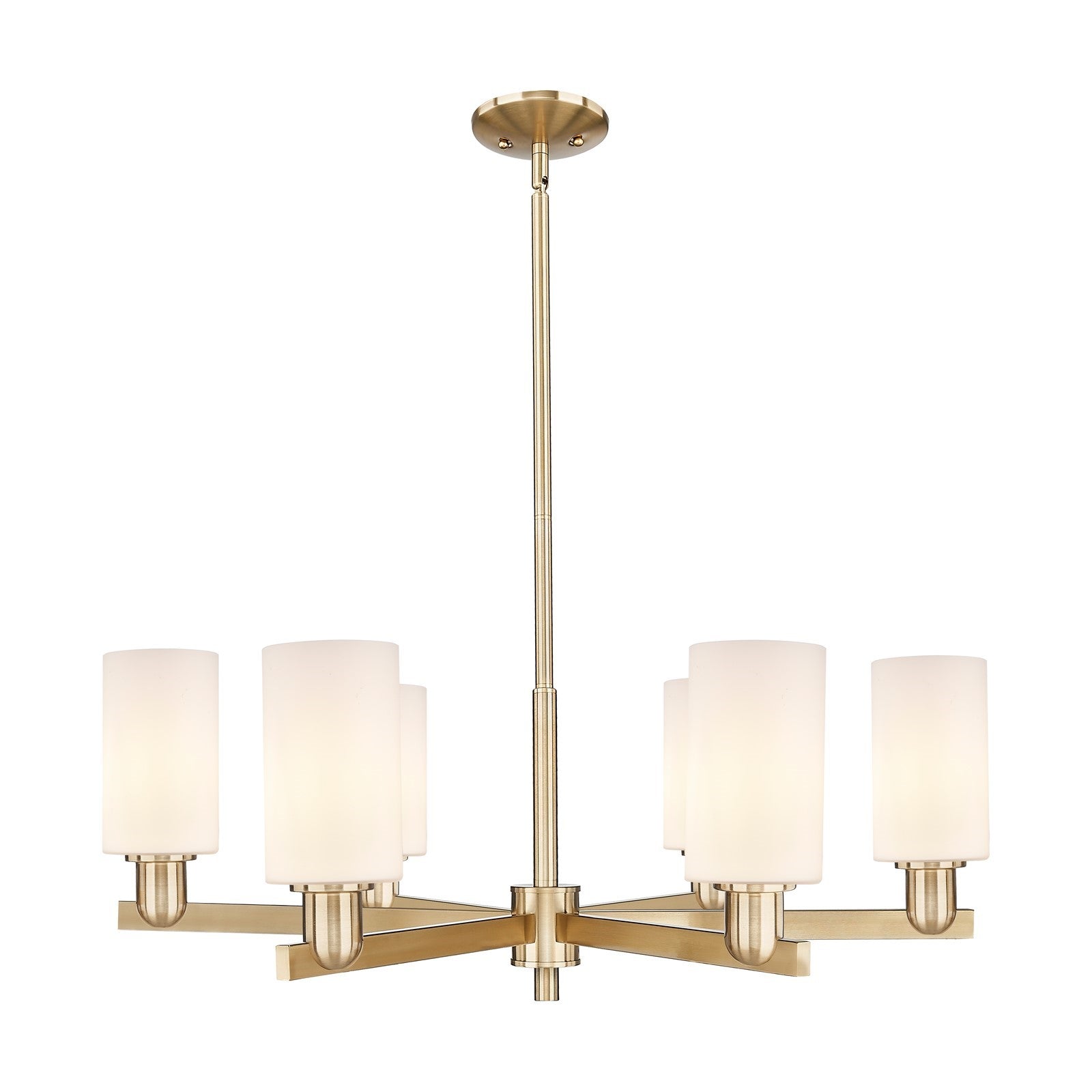 Innovations Clymer 34in 6-Light Chandelier | Industrial Champagne Bronze Steel and Matte White Glass | Dining Room & Kitchen | Model 716-6CR-CB-G801