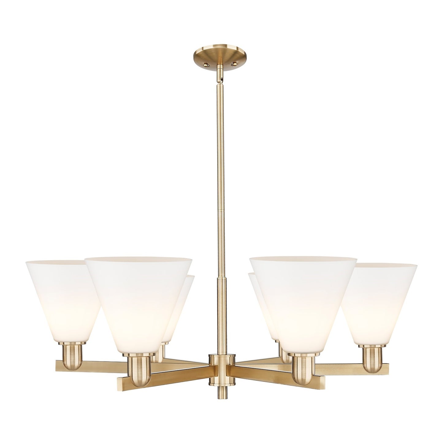 Innovations Berkshire Glass 38in 6-Light Chandelier | Industrial Champagne Bronze Steel and Matte White Glass | Kitchen Island & | Model 716-6CR-CB-GBC-81