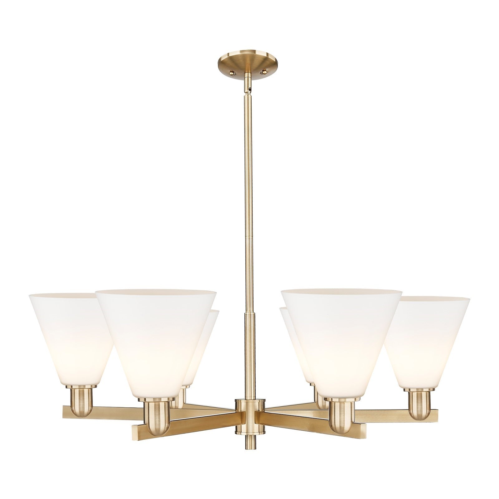 Innovations Berkshire Glass 38in 6-Light Chandelier | Industrial Champagne Bronze Steel and Matte White Glass | Kitchen Island & | Model 716-6CR-CB-GBC-81