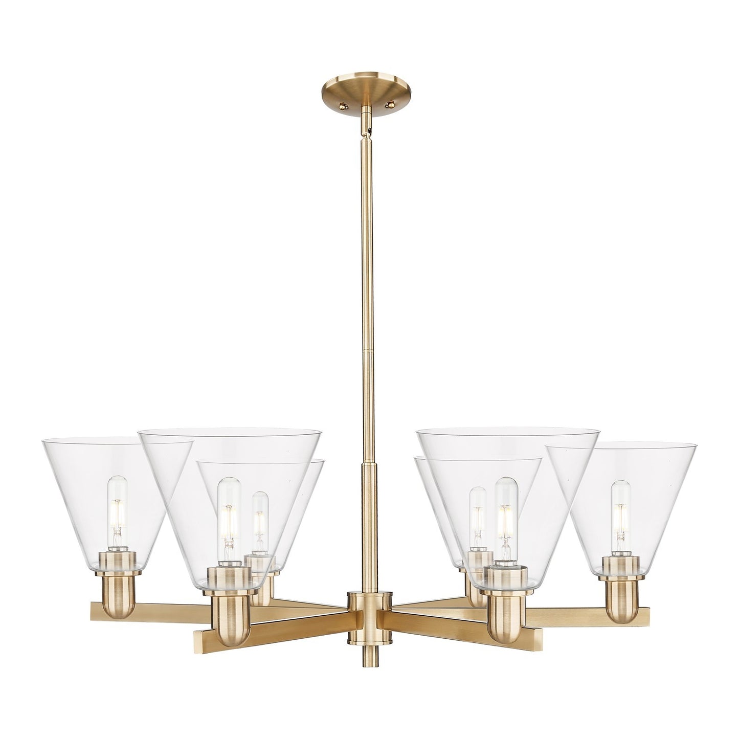 Innovations Berkshire Glass 38in 6-Light Chandelier | Industrial Champagne Bronze Steel and Clear Glass | Dining Room & Living | Model 716-6CR-CB-GBC-82