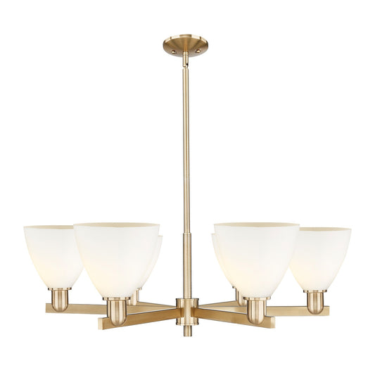 Innovations Bristol 37in 6-Light Chandelier | Industrial Champagne Bronze Steel and Matte White Glass | Kitchen Island & Dining | Model 716-6CR-CB-GBD-751