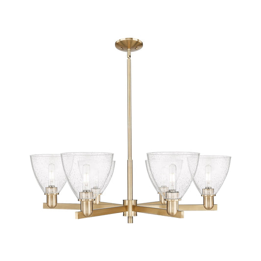 Innovations Bristol 37in 6-Light Chandelier | Industrial Champagne Bronze Steel and Seedy Glass | Dining Room & Living Room | Model 716-6CR-CB-GBD-754