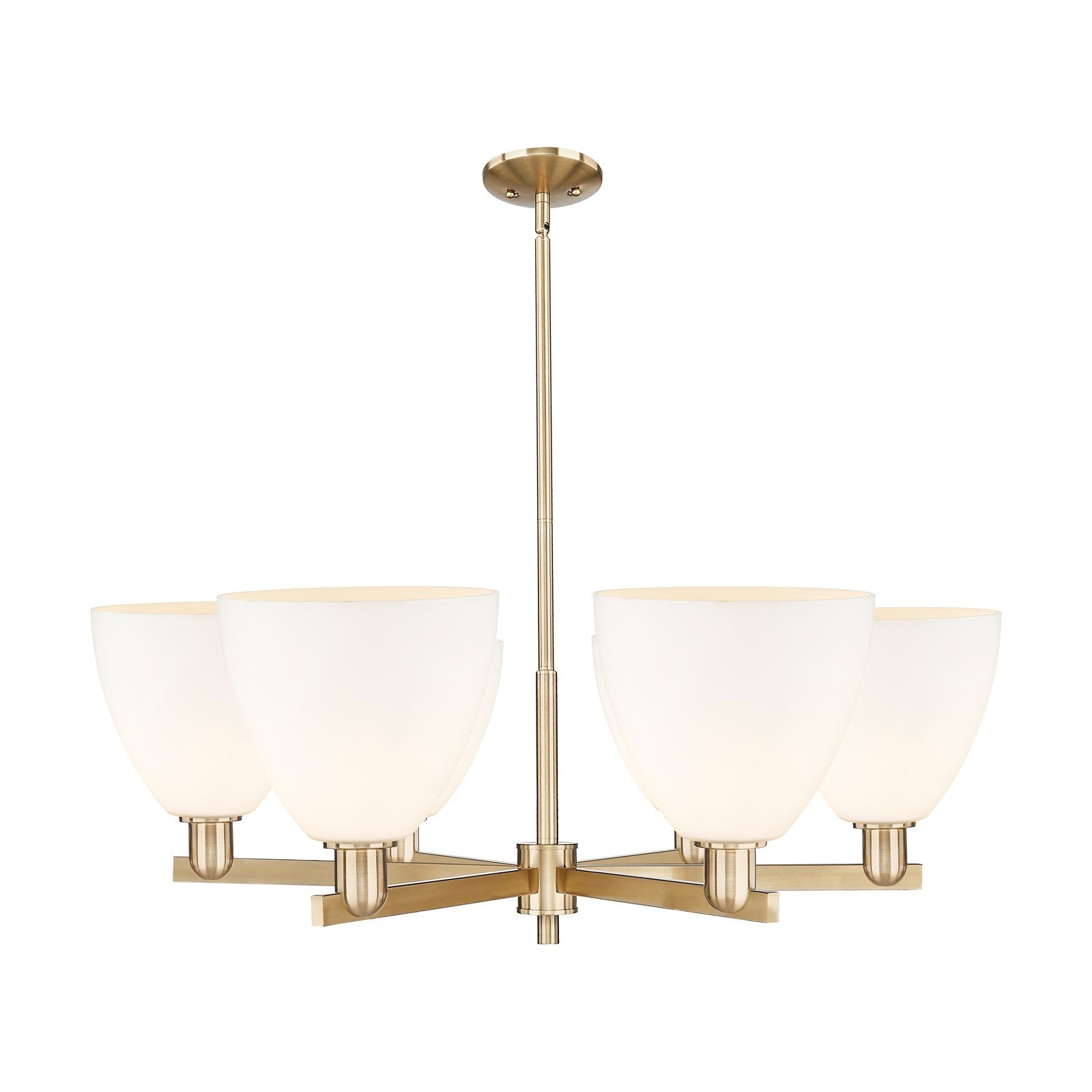 Innovations Bristol 39in 6-Light Chandelier | Industrial Champagne Bronze Steel and Matte White Glass | Dining Room & Living | Model 716-6CR-CB-GBD-91