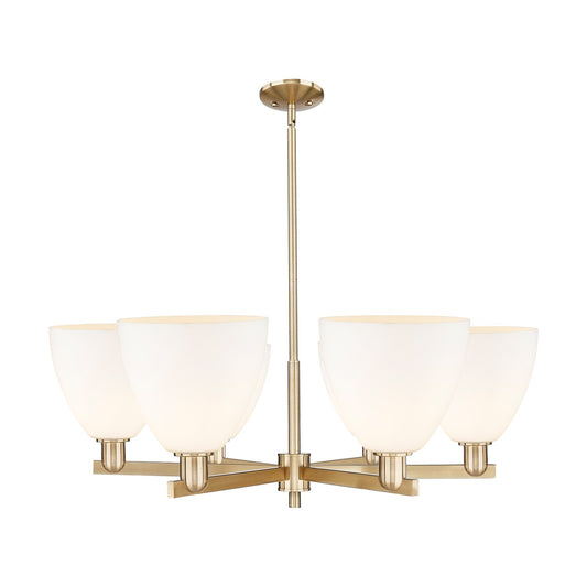 Innovations Bristol 39in 6-Light Chandelier | Industrial Champagne Bronze Steel and Matte White Glass | Dining Room & Living | Model 716-6CR-CB-GBD-91
