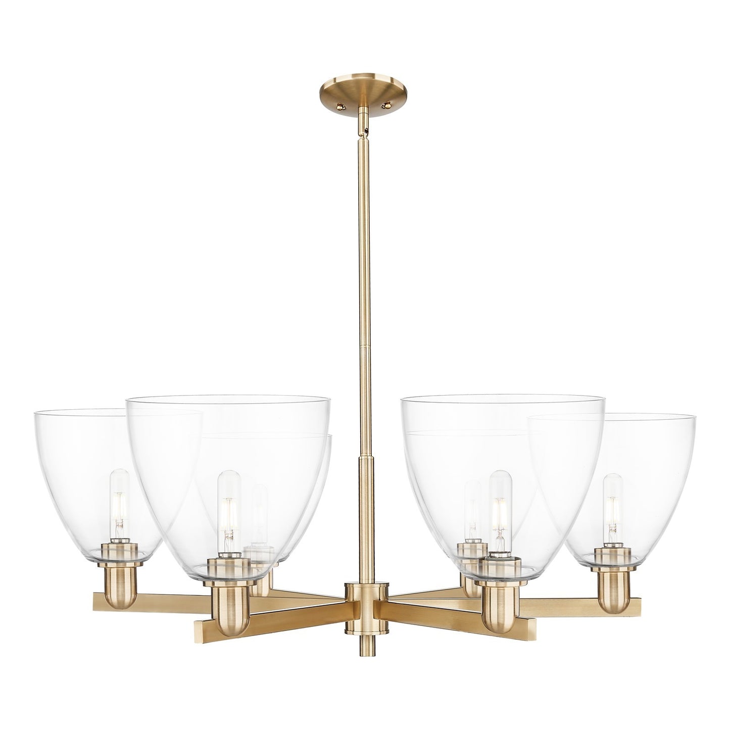 Innovations Bristol 39in 6-Light Chandelier | Industrial Champagne Bronze Steel and Clear Glass | Dining Room & Living Room | Model 716-6CR-CB-GBD-92