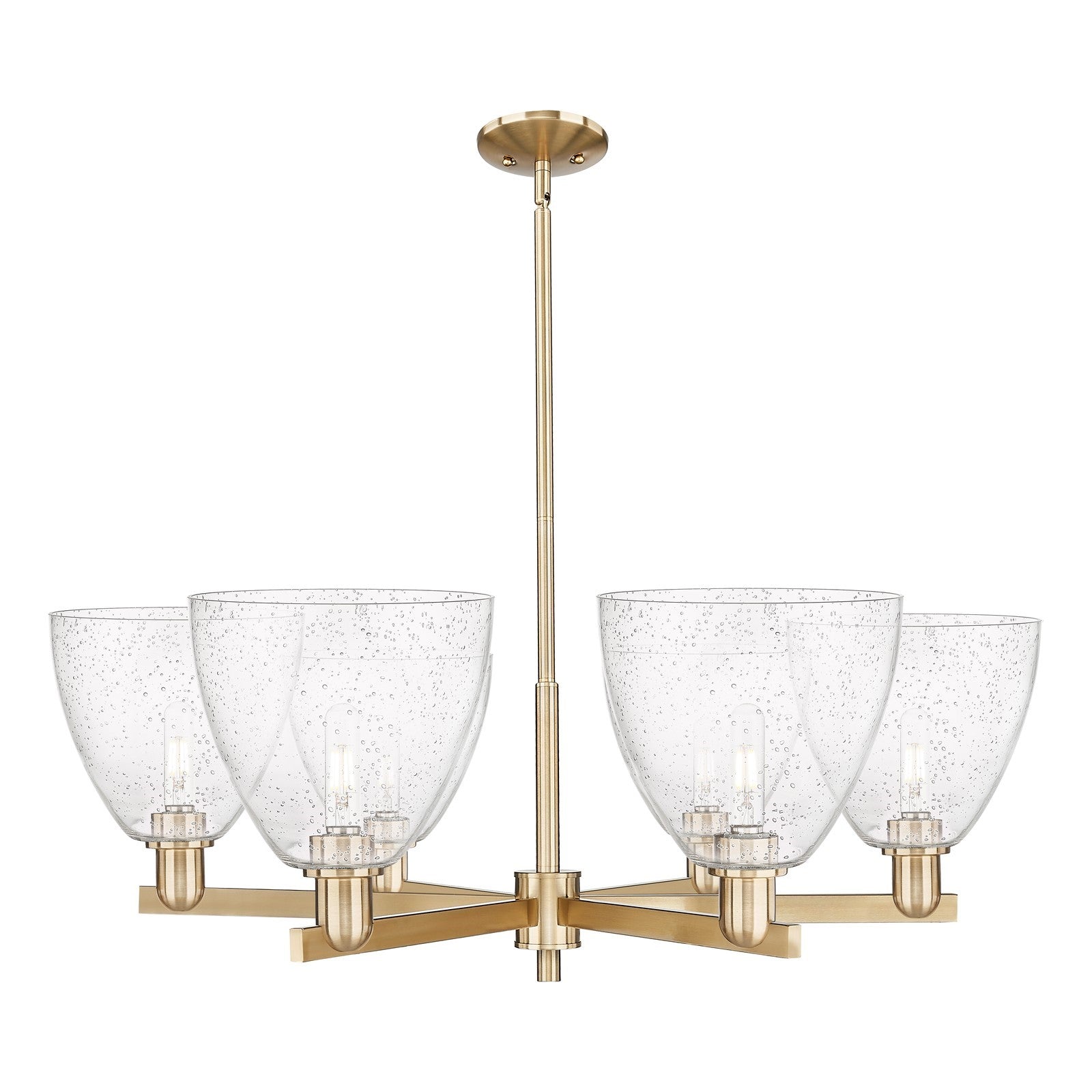Innovations Bristol 39in 6-Light Chandelier | Industrial Champagne Bronze Steel and Seedy Glass | Dining Room & Living Room | Model 716-6CR-CB-GBD-94