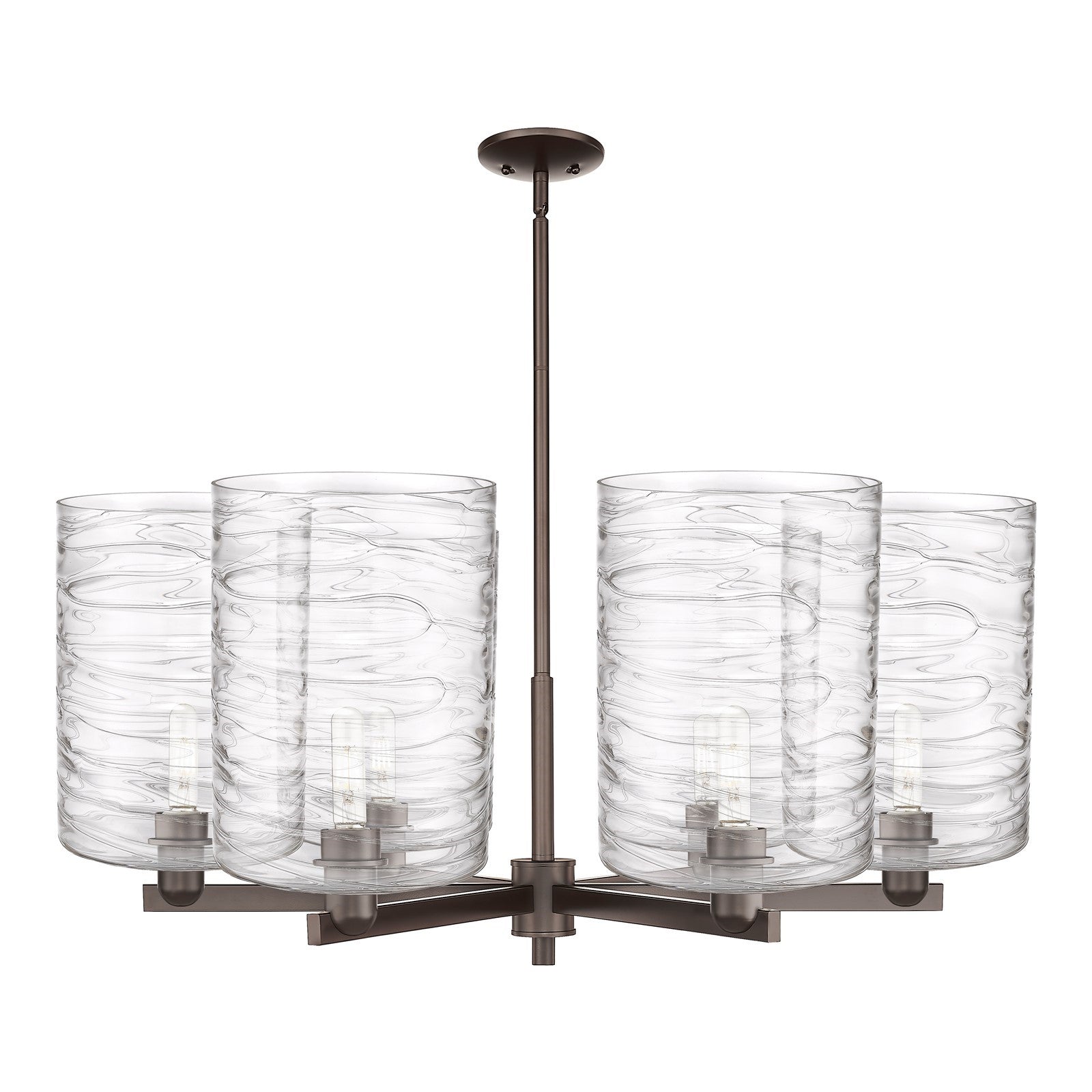 Innovations Cobbleskill 39in 6-Light Chandelier | Industrial Oil Rubbed Bronze Steel and Deco Swirl Glass | Dining Room & | Model 716-6CR-OB-G1113-L