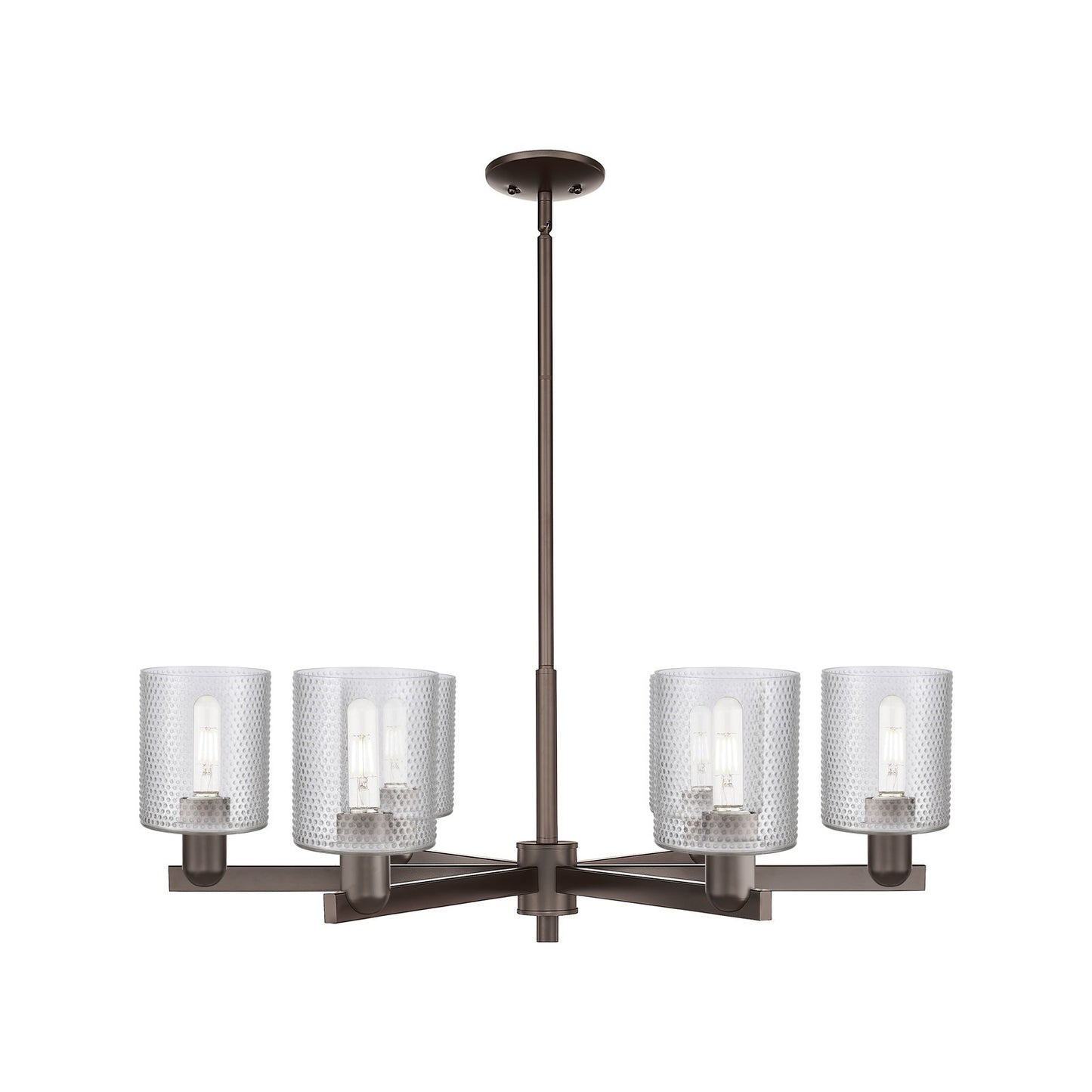 Innovations Cobbleskill 35in 6-Light Chandelier | Industrial Oil Rubbed Bronze Steel and Clear Glass | Dining Room & Living Room | Model 716-6CR-OB-G112