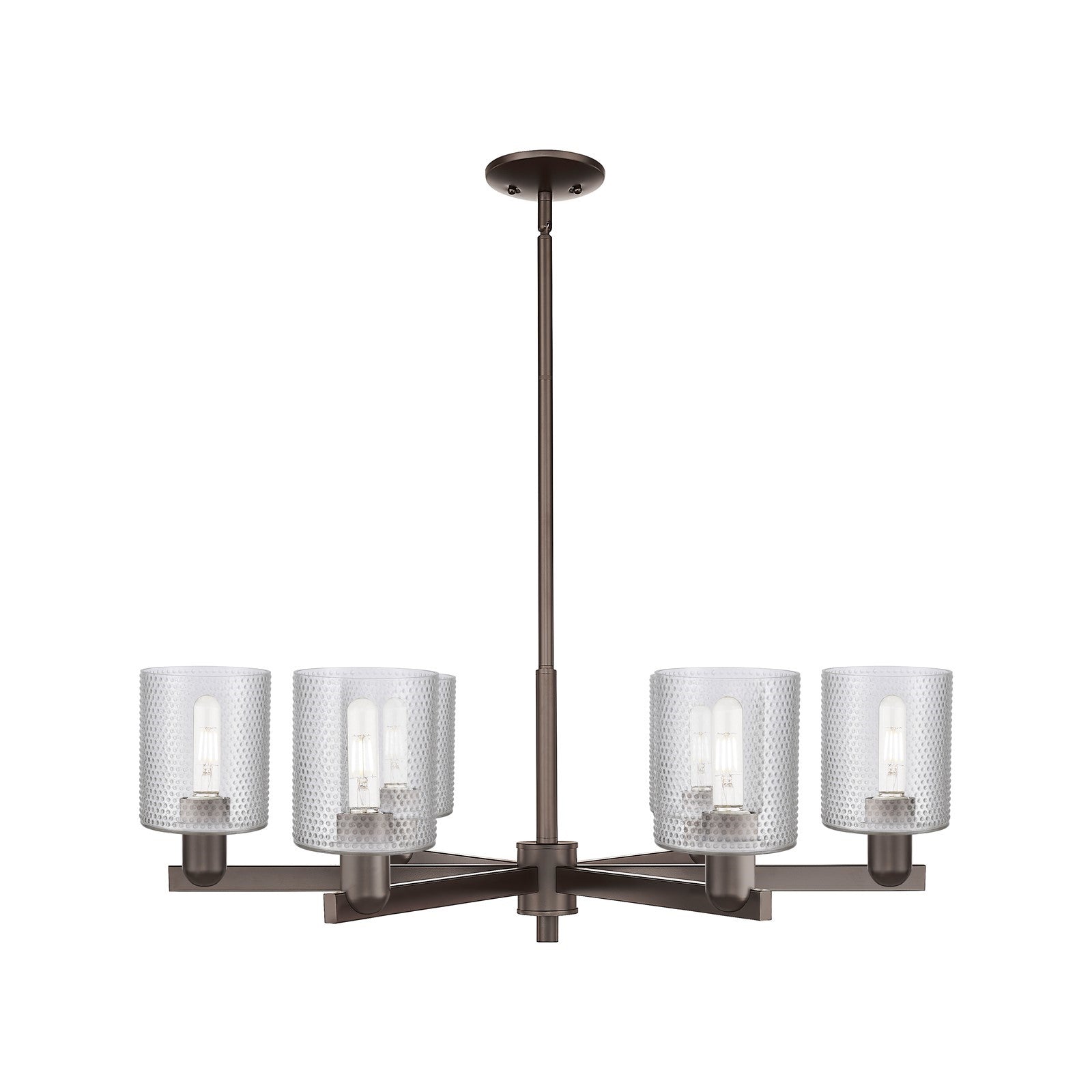 Innovations Cobbleskill 35in 6-Light Chandelier | Industrial Oil Rubbed Bronze Steel and Clear Glass | Dining Room & Living Room | Model 716-6CR-OB-G112