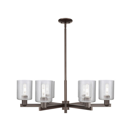 Innovations Cobbleskill 35in 6-Light Chandelier | Industrial Oil Rubbed Bronze Steel and Clear Glass | Dining Room & Living Room | Model 716-6CR-OB-G112